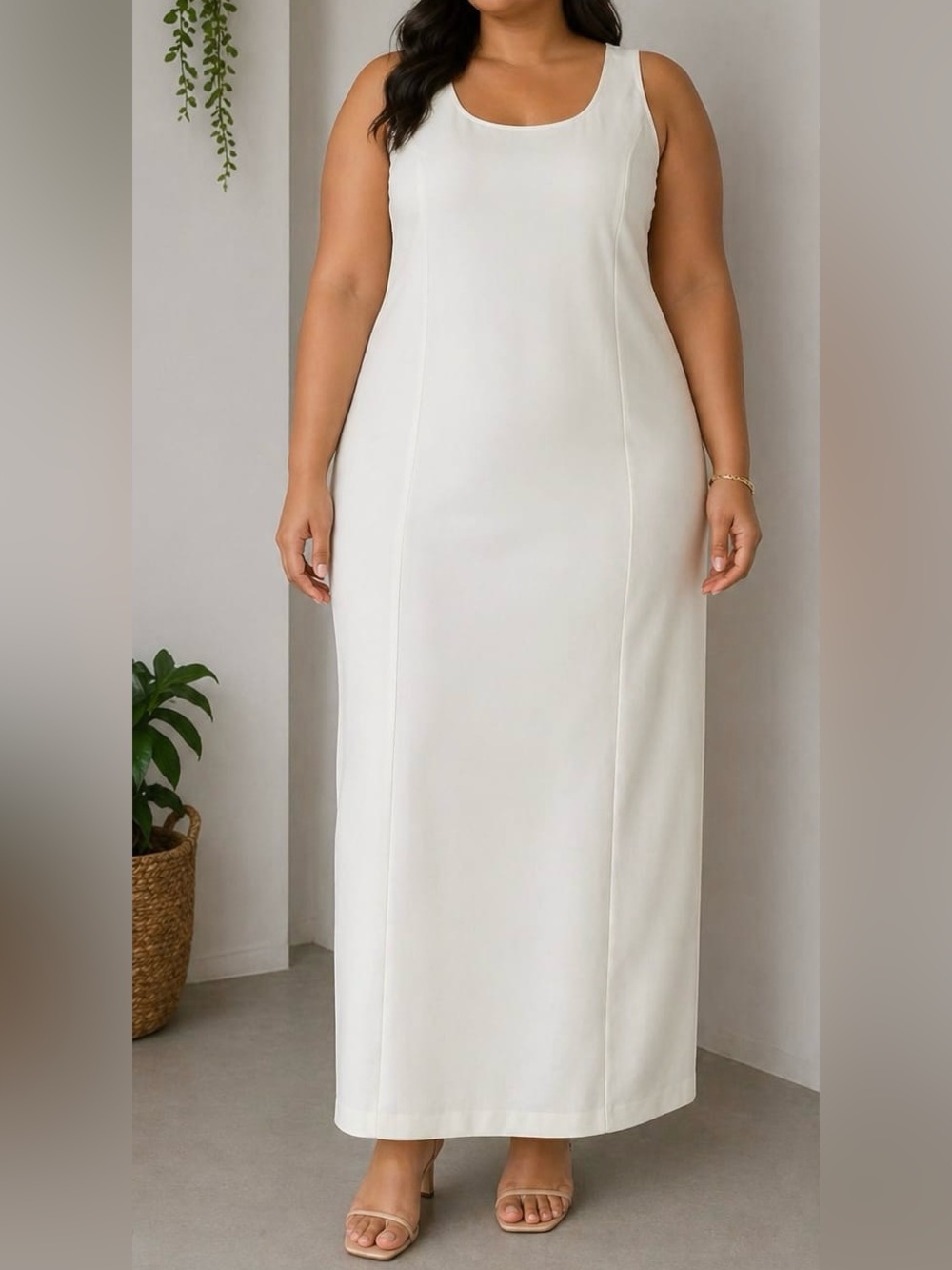 Classic Sleeveless Ivory Shift Dress